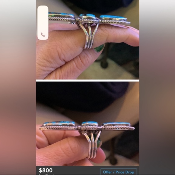 Vintage silver turquoise ring - Picture 7 of 10